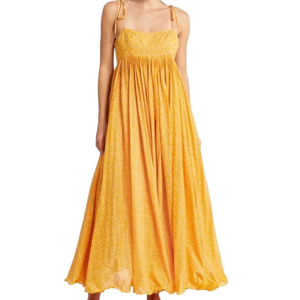 Free People Emmeline Midi Dress Yellow Combo Size Large